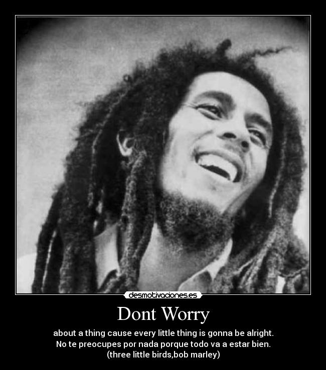 Dont Worry - about a thing cause every little thing is gonna be alright.
No te preocupes por nada porque todo va a estar bien.
(three little birds,bob marley)