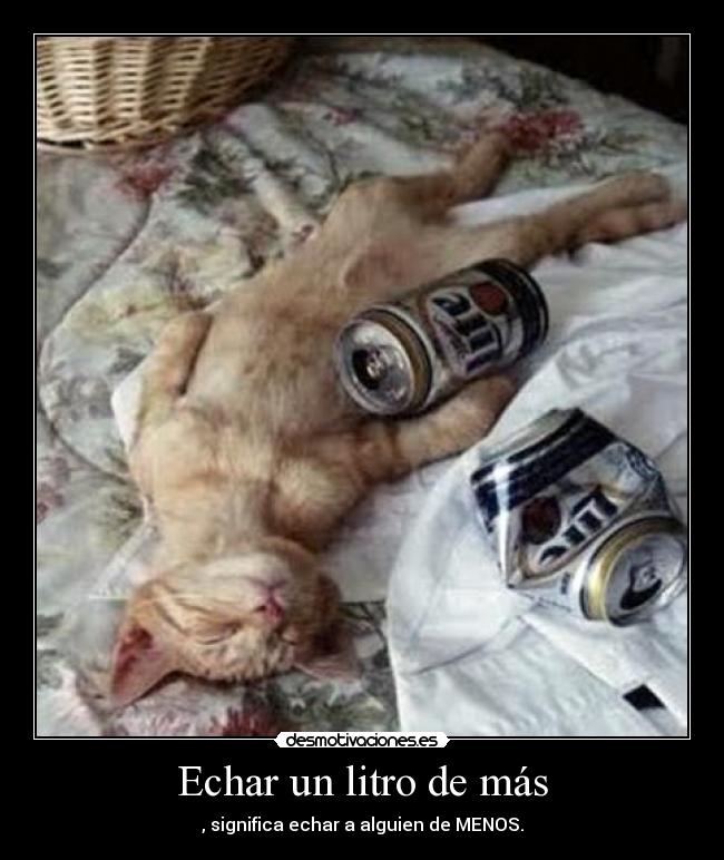 Echar un litro de más - , significa echar a alguien de MENOS.