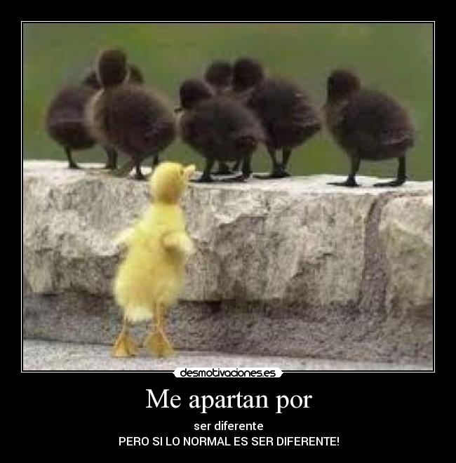 Me apartan por - ser diferente
PERO SI LO NORMAL ES SER DIFERENTE!