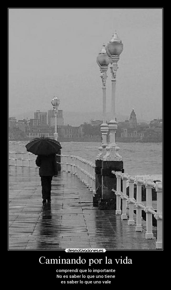 Caminando por la vida - comprendí que lo importante
No es saber lo que uno tiene
es saber lo que uno vale