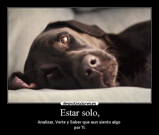 Estar solo, - Analizar, Verte y Saber que aun siento algo 
por Ti.