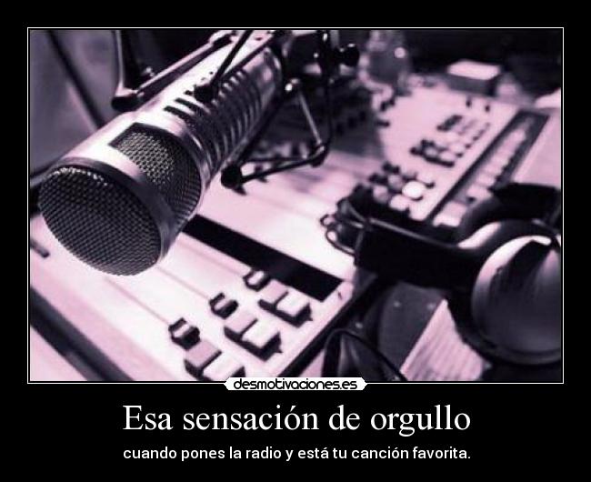 Esa sensación de orgullo - cuando pones la radio y está tu canción favorita.