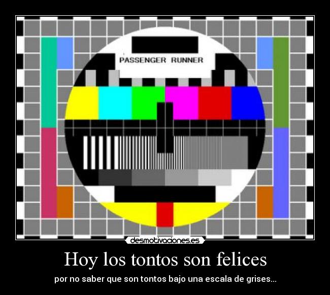 Hoy los tontos son felices - por no saber que son tontos bajo una escala de grises...