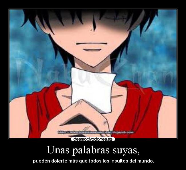 Unas palabras suyas, -