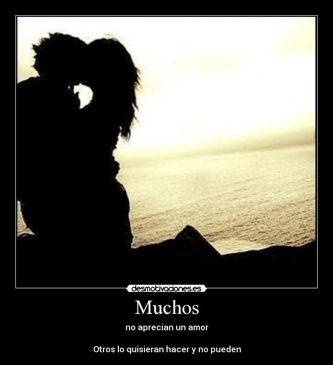 Muchos - no aprecian un amor

Otros lo quisieran hacer y no pueden