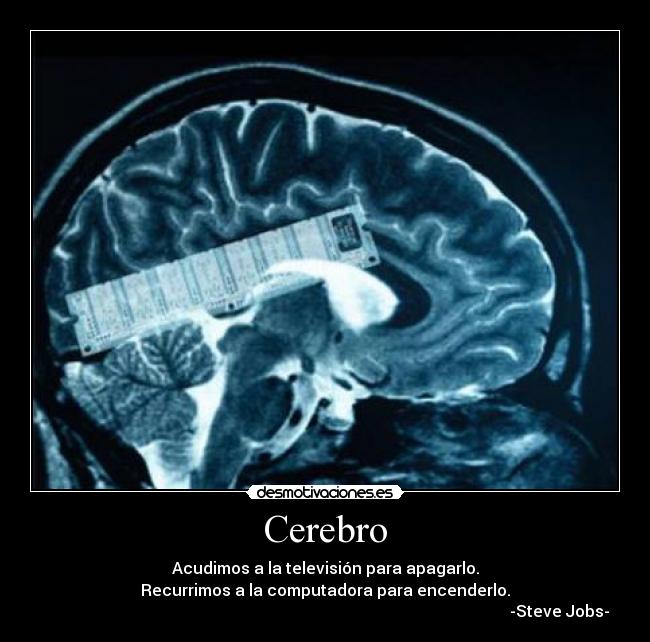 Cerebro - Acudimos a la televisión para apagarlo.
Recurrimos a la computadora para encenderlo.
                                                                                                                     -Steve Jobs-