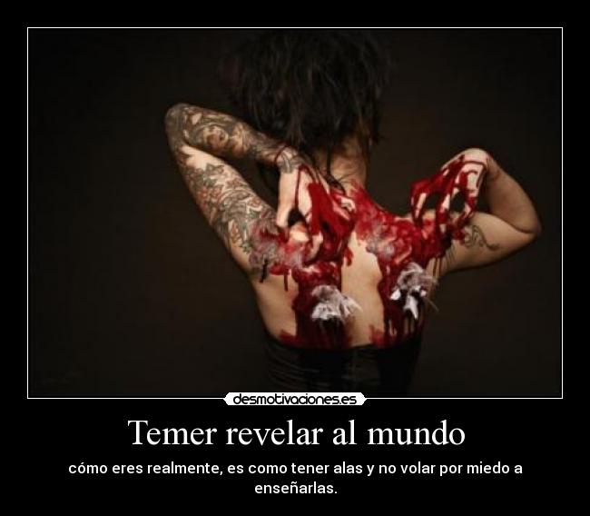 Temer revelar al mundo - cómo eres realmente, es como tener alas y no volar por miedo a enseñarlas.