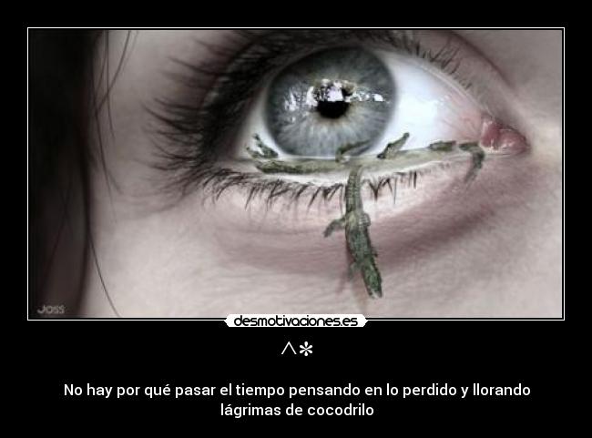 ^* - No hay por qué pasar el tiempo pensando en lo perdido y llorando
lágrimas de cocodrilo