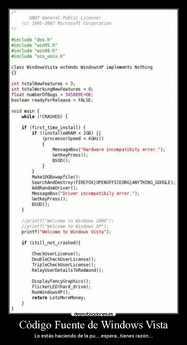 Código Fuente de Windows Vista - Lo estás haciendo de la pu.....espera...tienes razón....