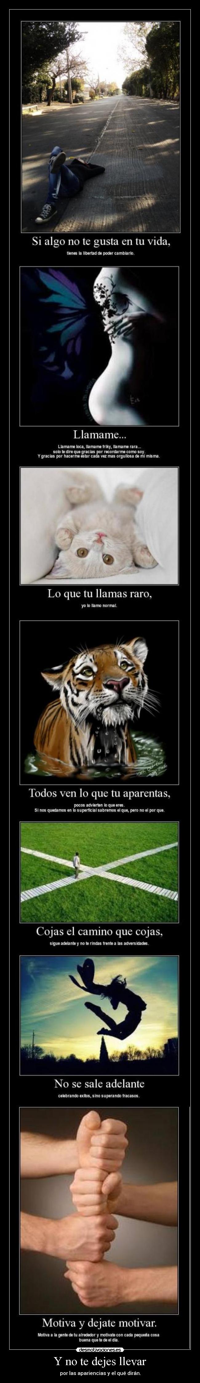 Y no te dejes llevar - por las apariencias y el qué dirán.