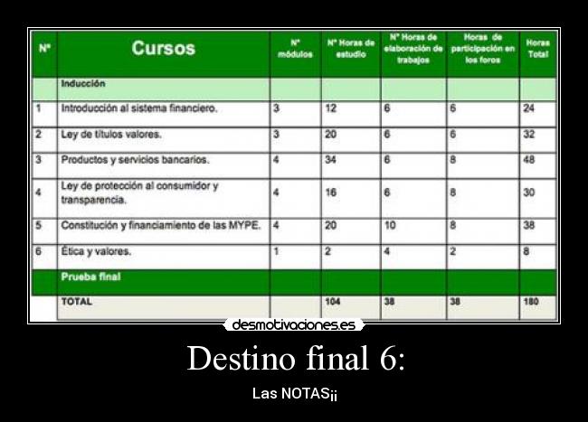 Destino final 6: -