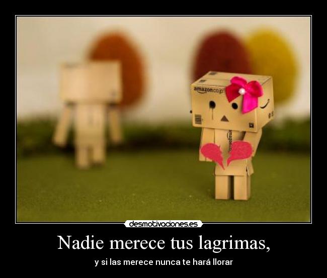 Nadie merece tus lagrimas, - y si las merece nunca te hará llorar