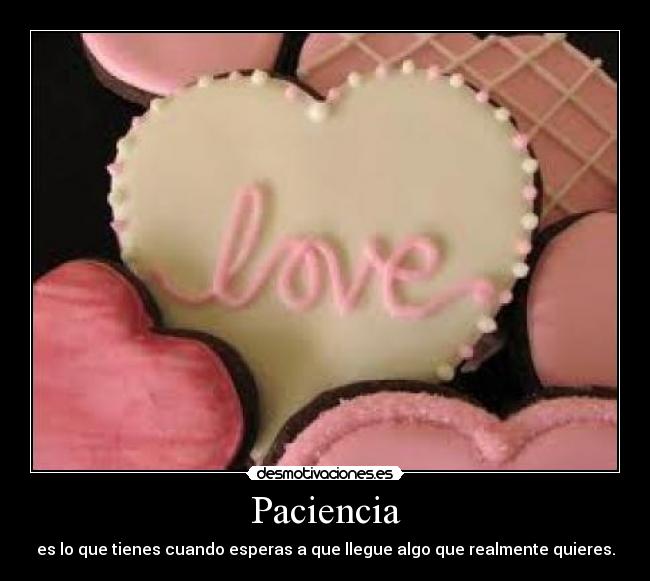 Paciencia - es lo que tienes cuando esperas a que llegue algo que realmente quieres.