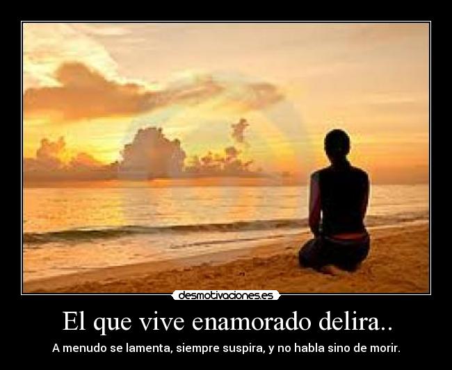 El que vive enamorado delira.. - A menudo se lamenta, siempre suspira, y no habla sino de morir.