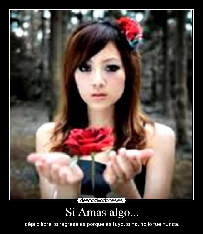 Si Amas algo... - déjalo libre, si regresa es porque es tuyo, si no, no lo fue nunca.