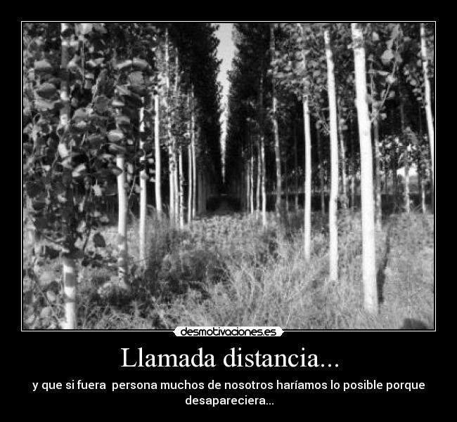Llamada distancia... - y que si fuera persona muchos de nosotros haríamos lo posible porque
desapareciera...