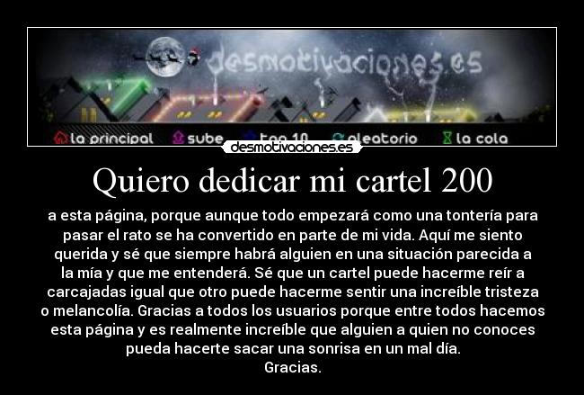 Quiero dedicar mi cartel 200 -