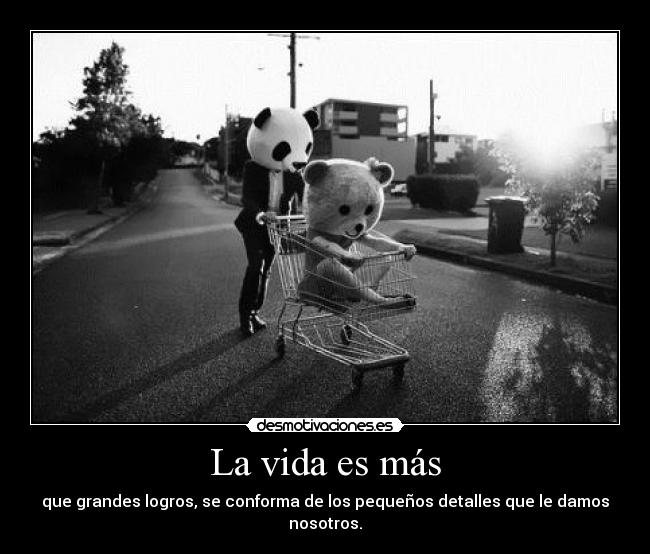 La vida es más - que grandes logros, se conforma de los pequeños detalles que le damos nosotros.