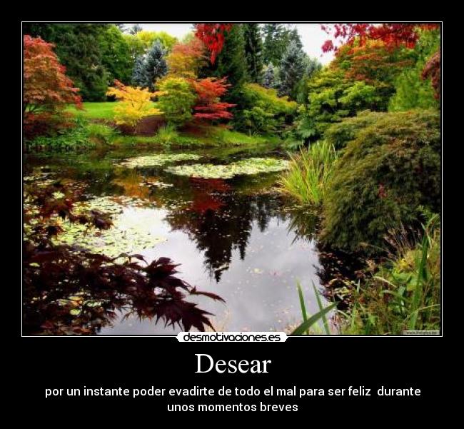 Desear - por un instante poder evadirte de todo el mal para ser feliz durante
unos momentos breves