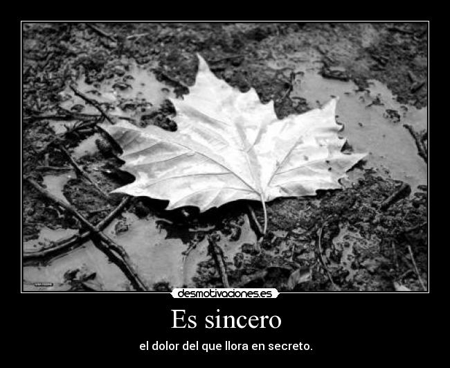 Es sincero - el dolor del que llora en secreto.
