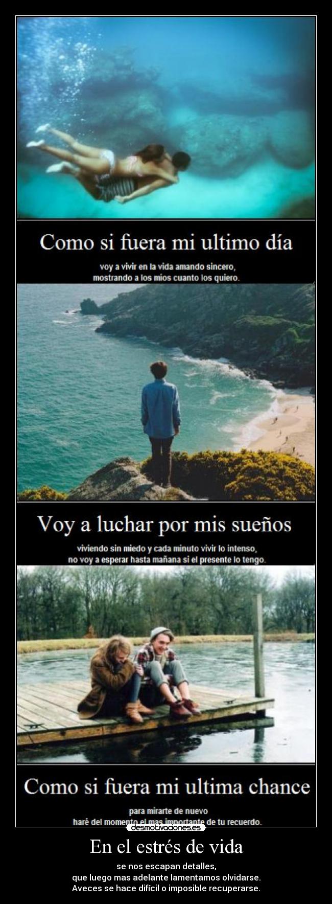 En el estrés de vida - se nos escapan detalles,
que luego mas adelante lamentamos olvidarse.
Aveces se hace difícil o imposible recuperarse.