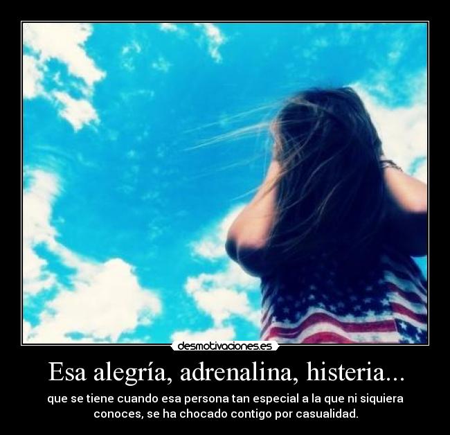 Esa alegría, adrenalina, histeria... - que se tiene cuando esa persona tan especial a la que ni siquiera
conoces, se ha chocado contigo por casualidad.