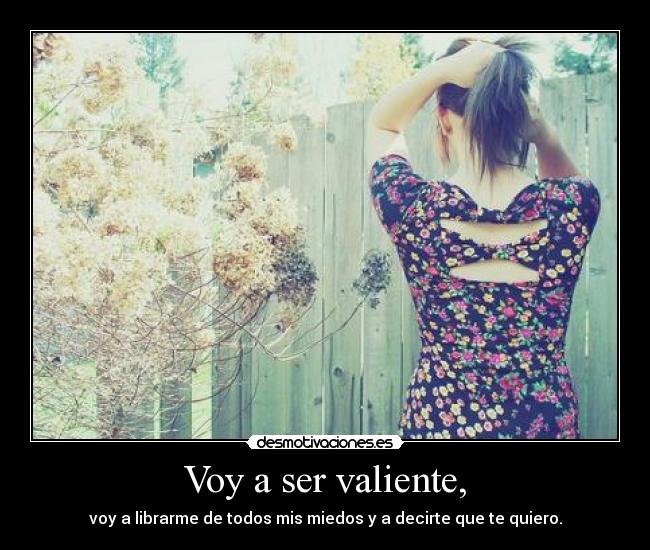 Voy a ser valiente, - voy a librarme de todos mis miedos y a decirte que te quiero.