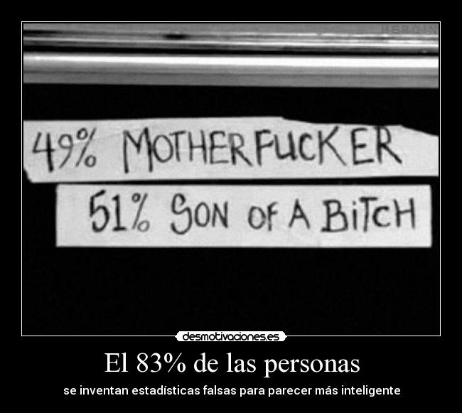 El 83% de las personas - se inventan estadísticas falsas para parecer más inteligente