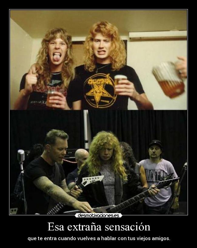 carteles james hetfield dave mustaine metallica megadeth musica amigos desmotivaciones