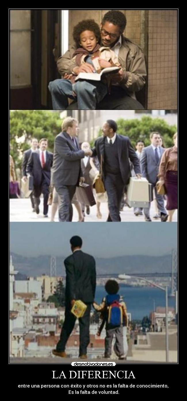 LA DIFERENCIA - entre una persona con éxito y otros no es la falta de conocimiento,
Es la falta de voluntad.