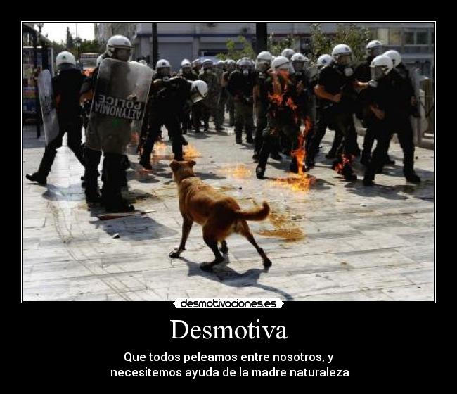 Desmotiva - Que todos peleamos entre nosotros, y
necesitemos ayuda de la madre naturaleza