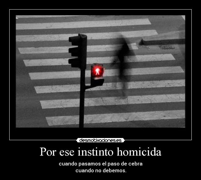 Por ese instinto homicida - cuando pasamos el paso de cebra
cuando no debemos.