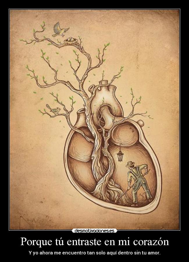 Porque tú entraste en mi corazón - Y yo ahora me encuentro tan solo aquí dentro sin tu amor.