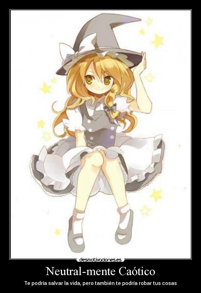 carteles marisa kirisame touhou caoticamente hermoso anime desmotivaciones