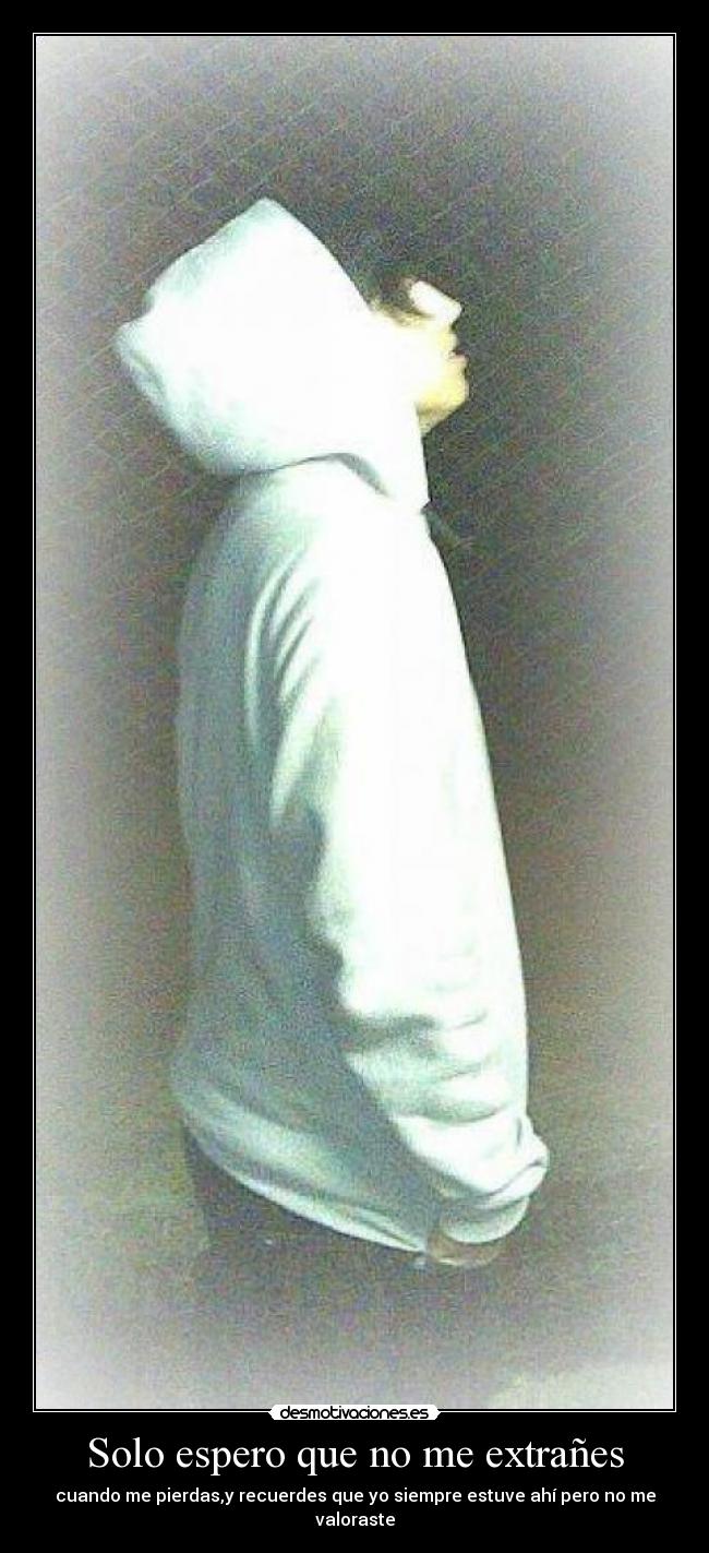 Solo espero que no me extrañes - cuando me pierdas,y recuerdes que yo siempre estuve ahí pero no me valoraste