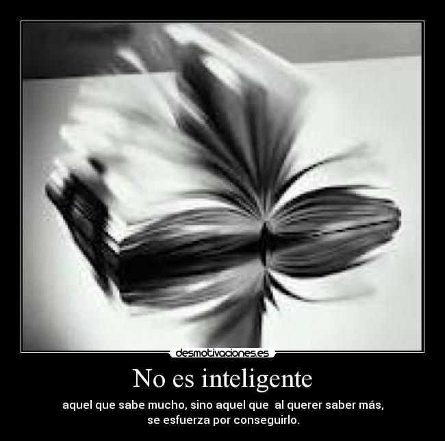 No es inteligente - aquel que sabe mucho, sino aquel que al querer saber más,
se esfuerza por conseguirlo.