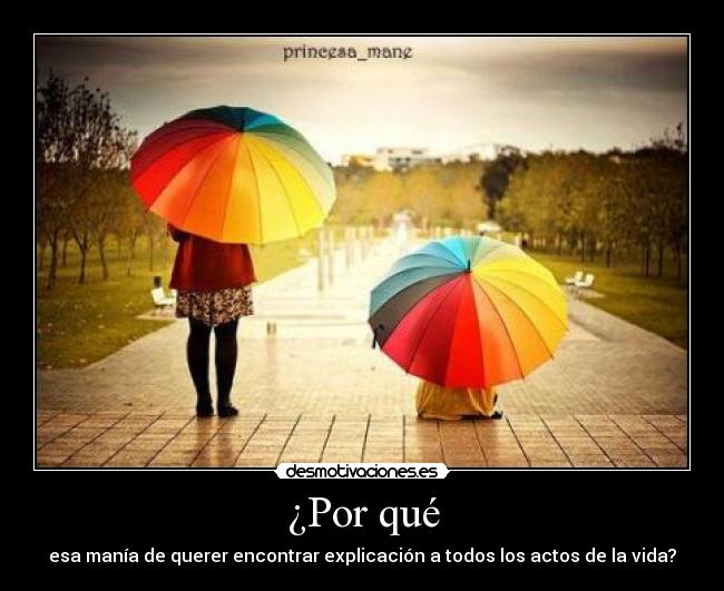 ¿Por qué - esa manía de querer encontrar explicación a todos los actos de la vida?