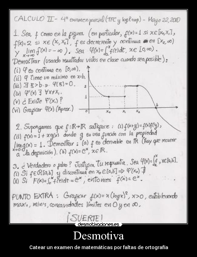 Desmotiva - Catear un examen de matemáticas por faltas de ortografía
