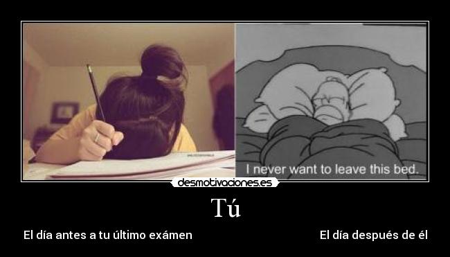Tú - El día antes a tu último exámen El día después de él
