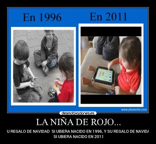 LA NIÑA DE ROJO... - SU REGALO DE NAVIDAD  SI UBIERA NACIDO EN 1996, Y SU REGALO DE NAVIDAD
SI UBIERA NACIDO EN 2011