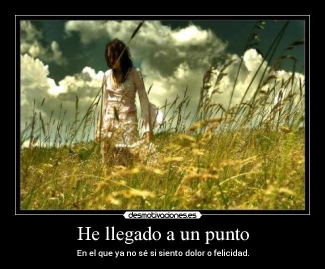 He llegado a un punto - En el que ya no sé si siento dolor o felicidad.