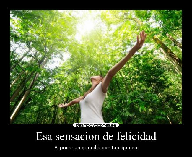 Esa sensacion de felicidad - Al pasar un gran dia con tus iguales.