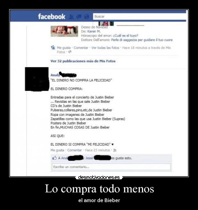 Lo compra todo menos - el amor de Bieber