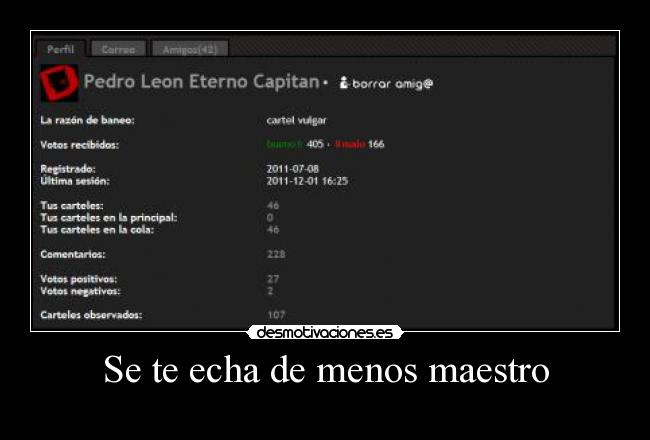 Se te echa de menos maestro - 