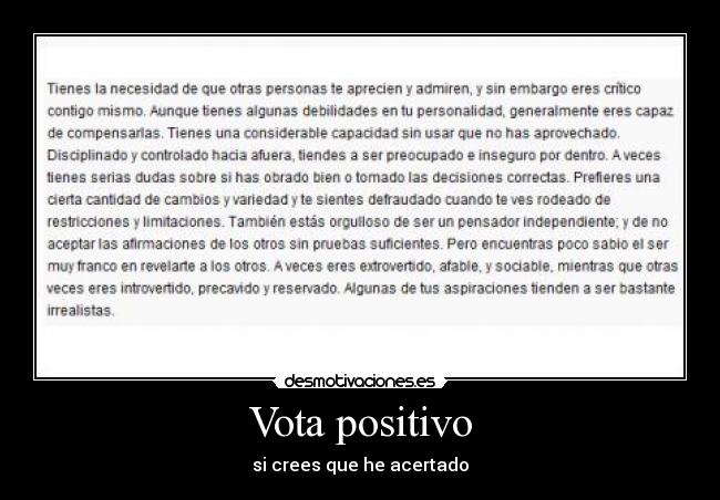 Vota positivo - si crees que he acertado