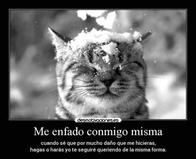 Me enfado conmigo misma - cuando sé que por mucho daño que me hicieras,
hagas o harás yo te seguiré queriendo de la misma forma.