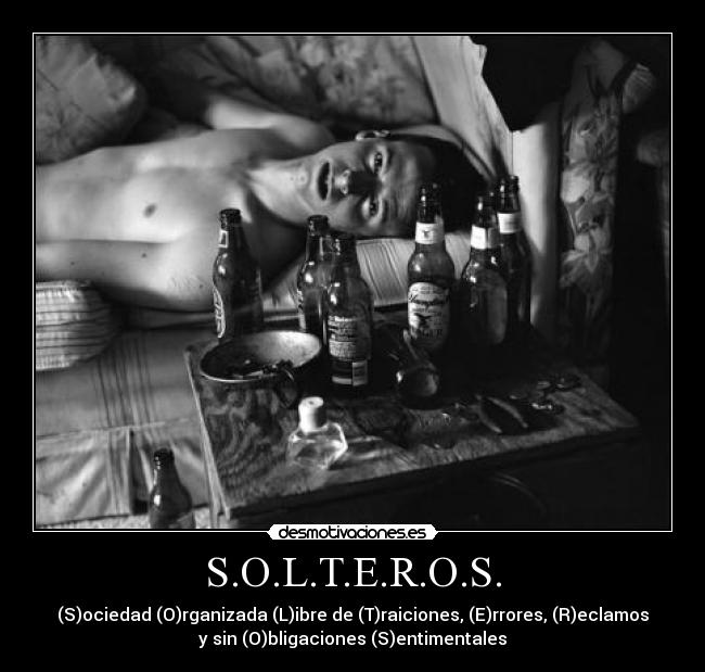 S.O.L.T.E.R.O.S. - (S)ociedad (O)rganizada (L)ibre de (T)raiciones, (E)rrores, (R)eclamos
y sin (O)bligaciones (S)entimentales