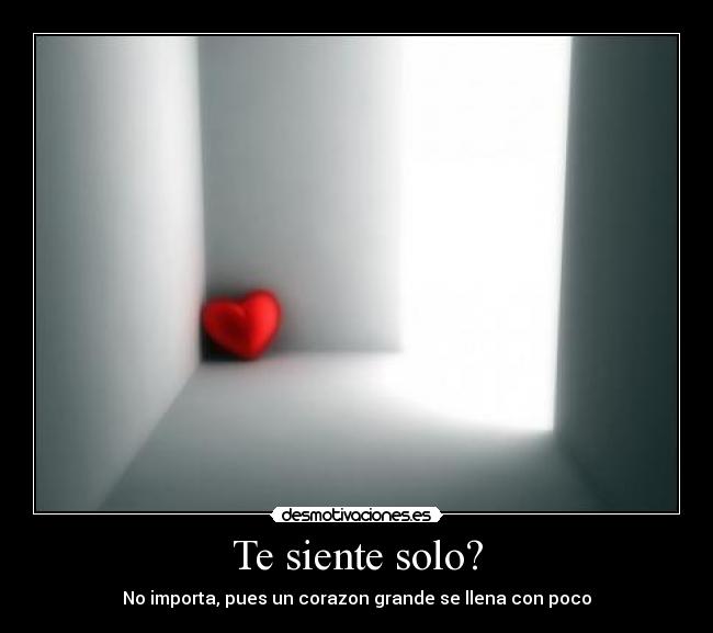 Te siente solo? - No importa, pues un corazon grande se llena con poco