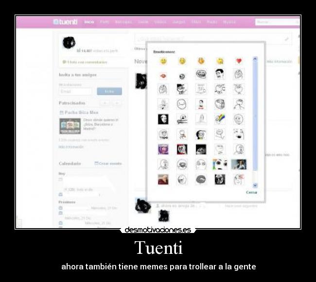 Tuenti - ahora también tiene memes para trollear a la gente