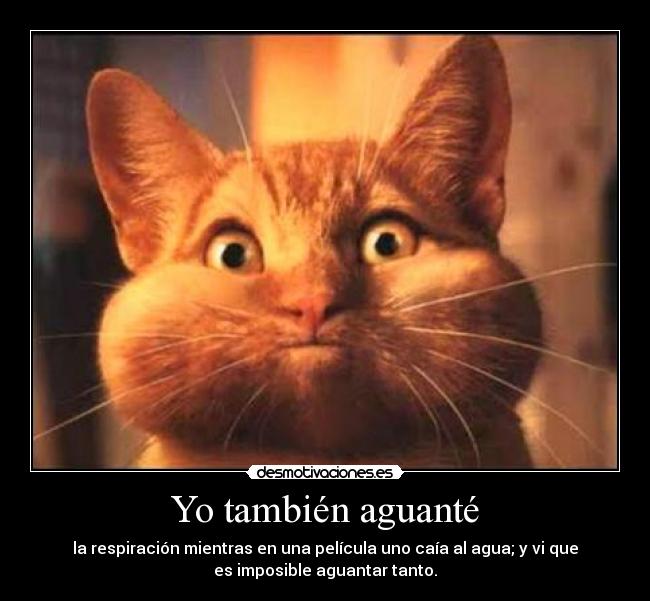 Yo también aguanté - la respiración mientras en una película uno caía al agua; y vi que
es imposible aguantar tanto.